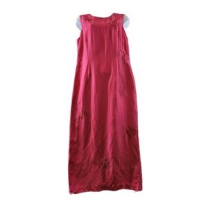 Talbots Dress Womens Sz 8 Embroidered Fish Design Linen Blend Sleeveless Maxi